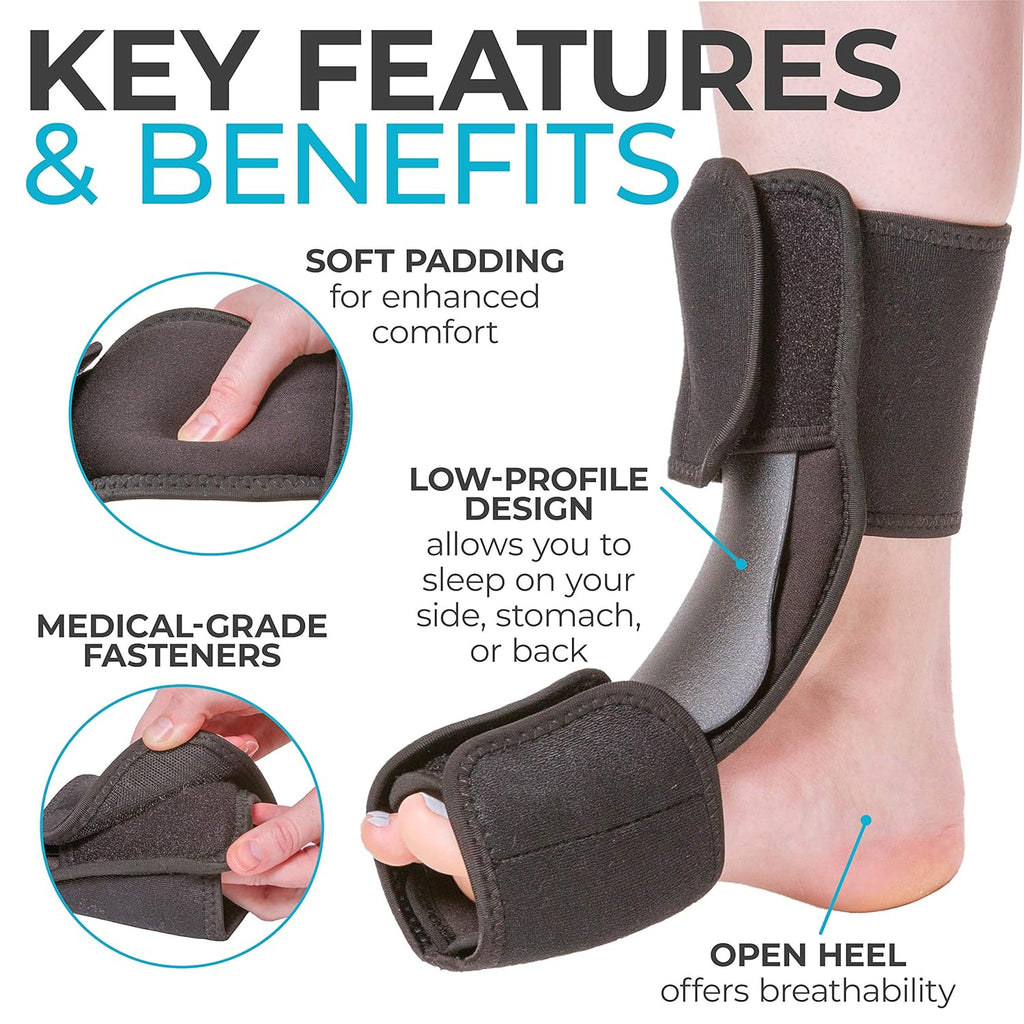 BraceAbility Dorsal Night Splint for Plantar Fasciitis, Foot Drop, Achilles Boot

