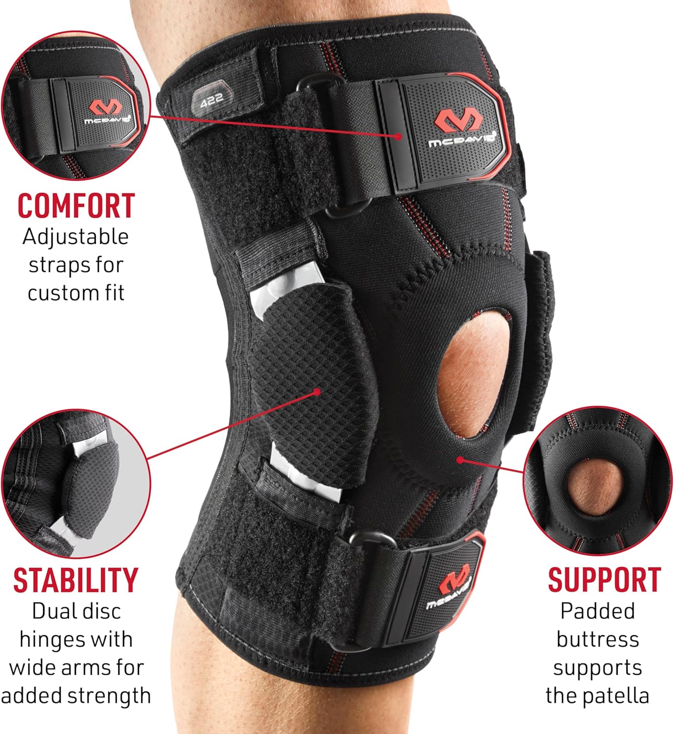 McDavid Hinged Knee Brace for Men & Women, Compression Knee Support Sleeve

