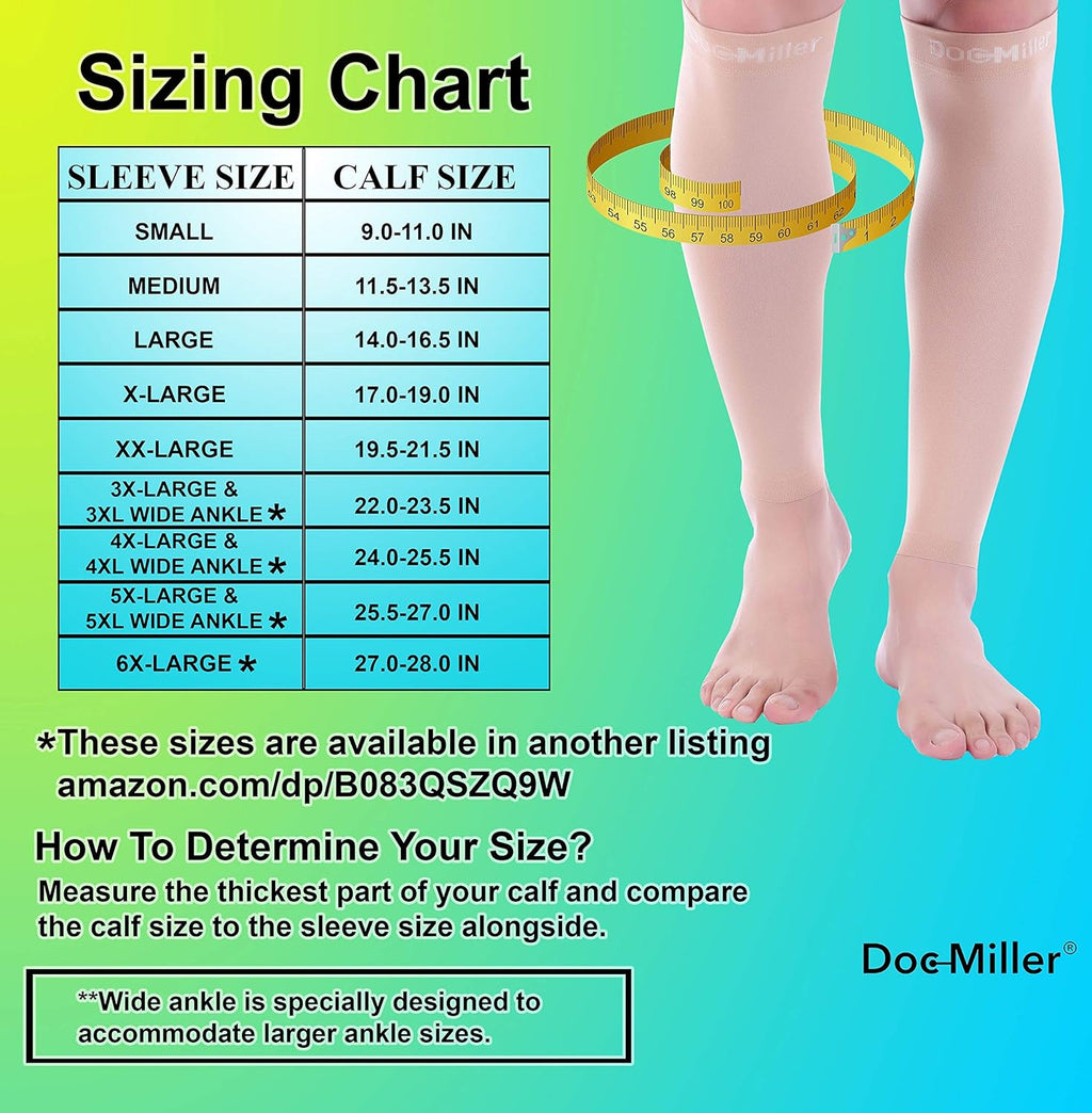 Doc Miller Compression Calf Sleeve for Men and Women, 20-30mmHg Graduated Support

