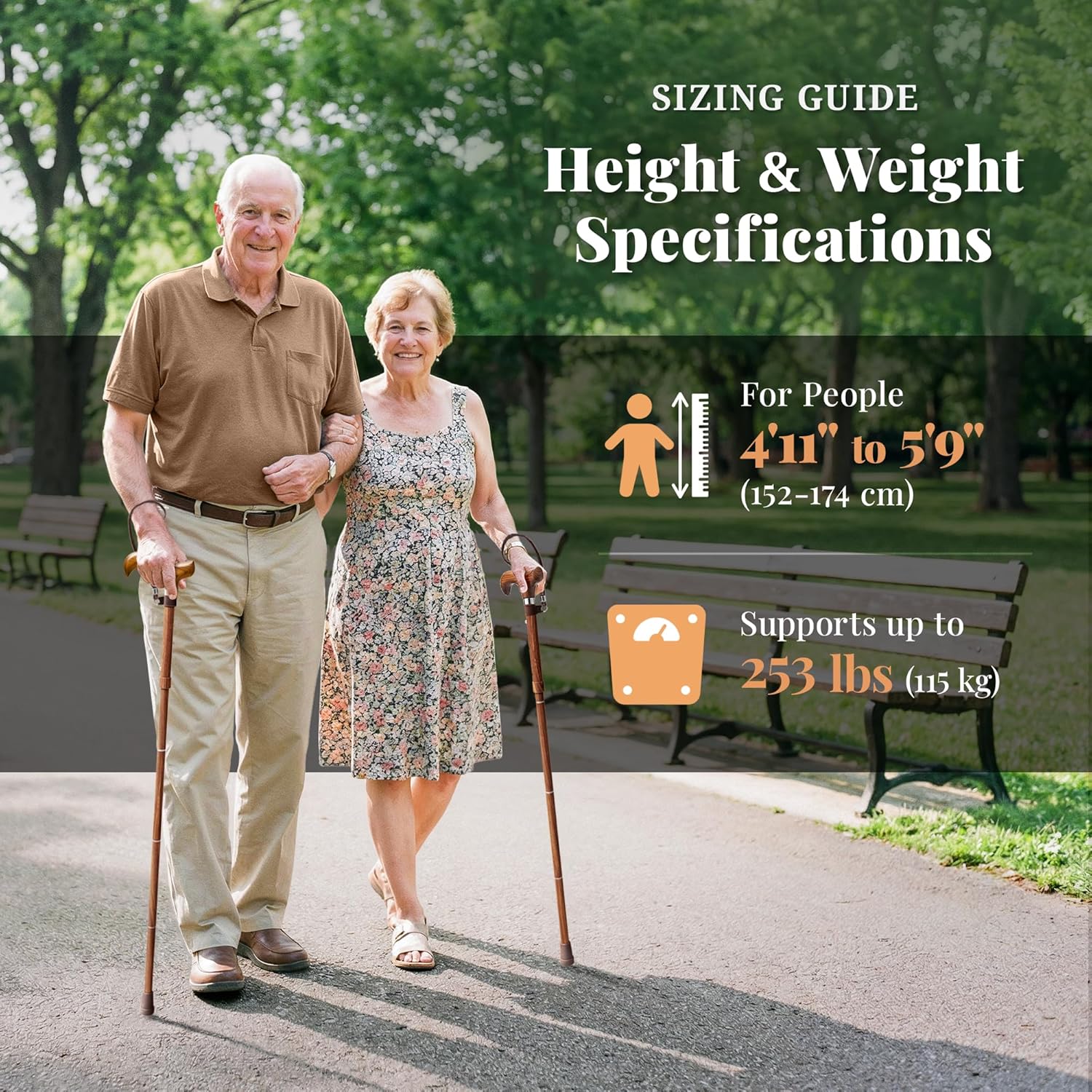 Merry Sticks Lightweight Foldable Walking Cane, Adjustable 4-Section, Wrist Strap

