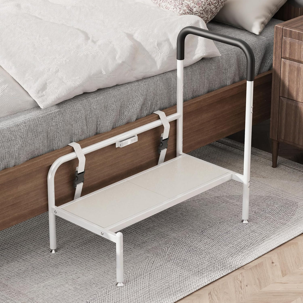 Bed Step Stool for Adults with Non-Slip Handle, Assist Rail and LED Night Light

