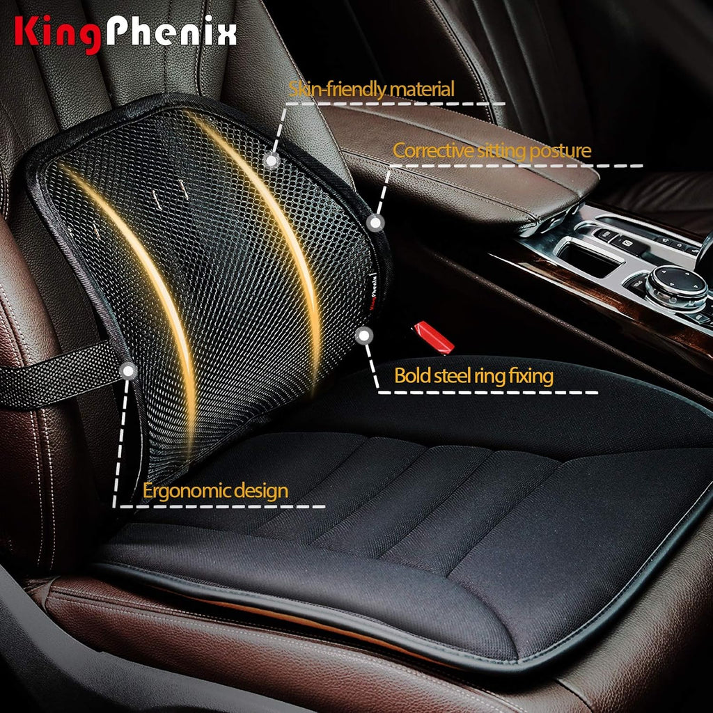 kingphenix Lumbar Support Cushion with Breathable Mesh for Car and Office Chair

