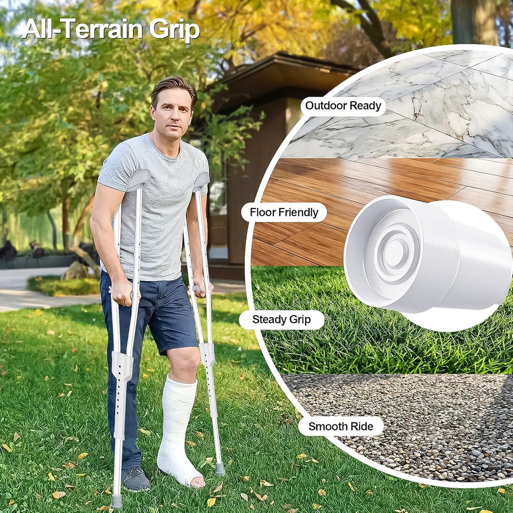 Adjustable Aluminum Crutches for Adults and Seniors, Lightweight Mobility Aid, 300 lb


