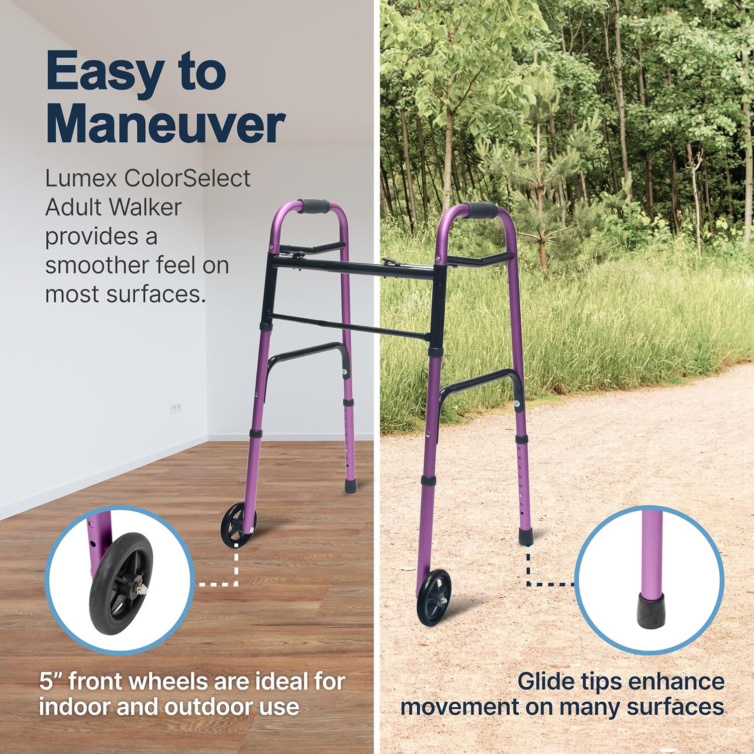 Lumex ColorSelect Rollator Walker for Seniors, Folding Adult Walker with Wheels

