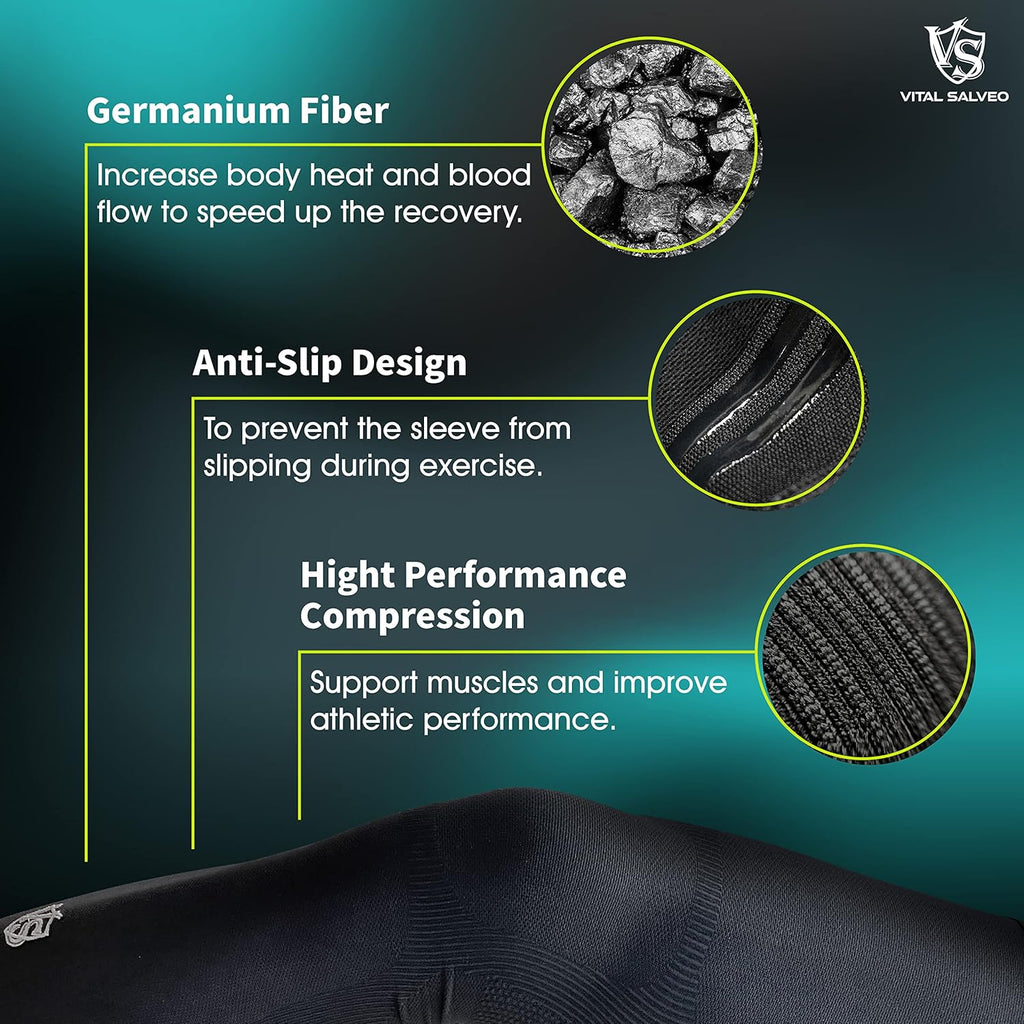 Vital Salveo Germanium Recovery Compression Full Leg Sleeve, Thigh to Calf, UPF 50+ 

