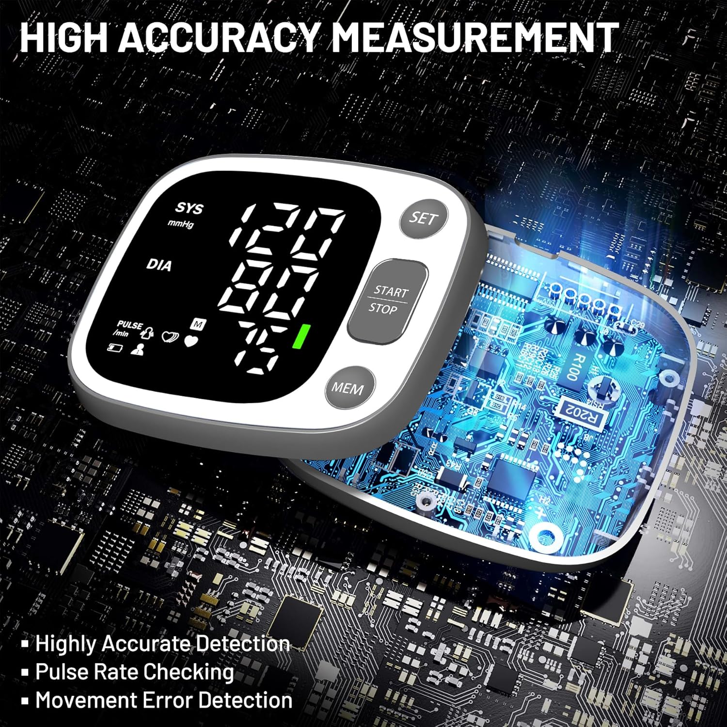 Oklar Rechargeable Wrist Blood Pressure Monitor Digital BP Machine with Voice

