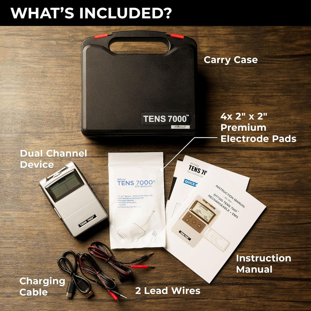 TENS 7000 Rechargeable TENS EMS Muscle Stimulator for Back Pain Relief

