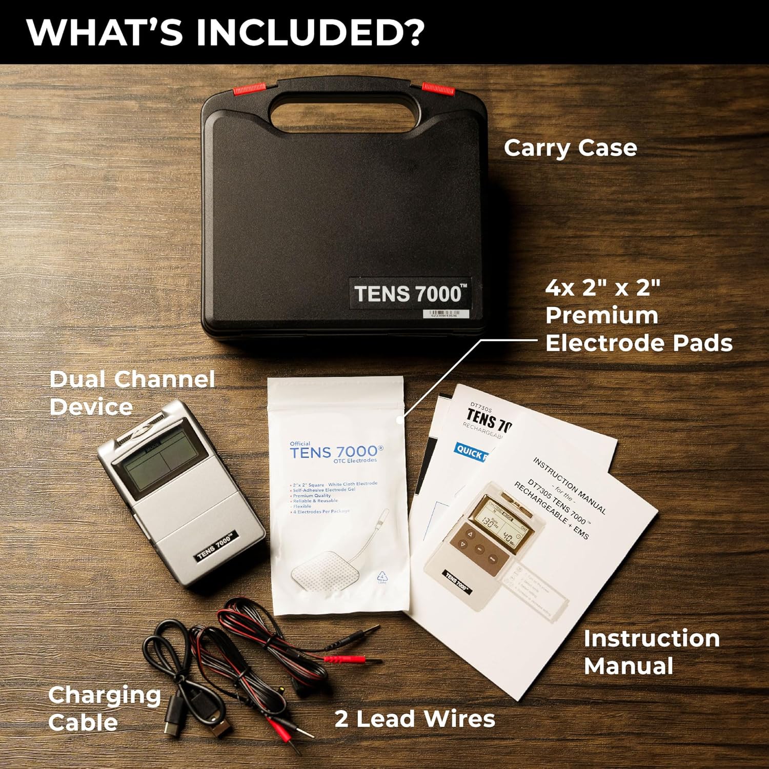 TENS 7000 Rechargeable TENS EMS Muscle Stimulator for Back Pain Relief

