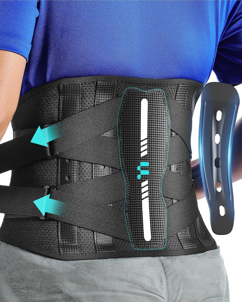 Fitomo Carbon Fiber Back Brace for Lower Back Pain Relief, Breathable Air Mesh Support

