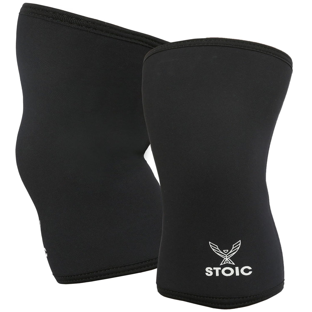 Stoic 7mm Neoprene Knee Sleeves for Weightlifting, Powerlifting, Compression Support (2-Pack)

