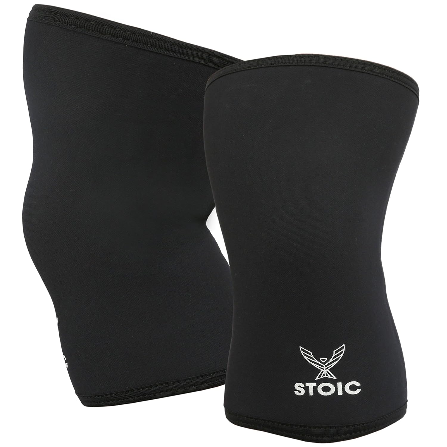 Stoic 7mm Neoprene Knee Sleeves for Weightlifting, Powerlifting, Compression Support (2-Pack)

