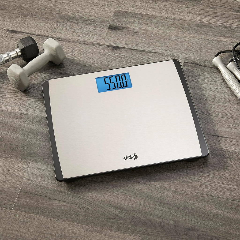 Eat Smart Precision Digital Bathroom Scale 550 lb Stainless Steel Extra-Wide Platform

