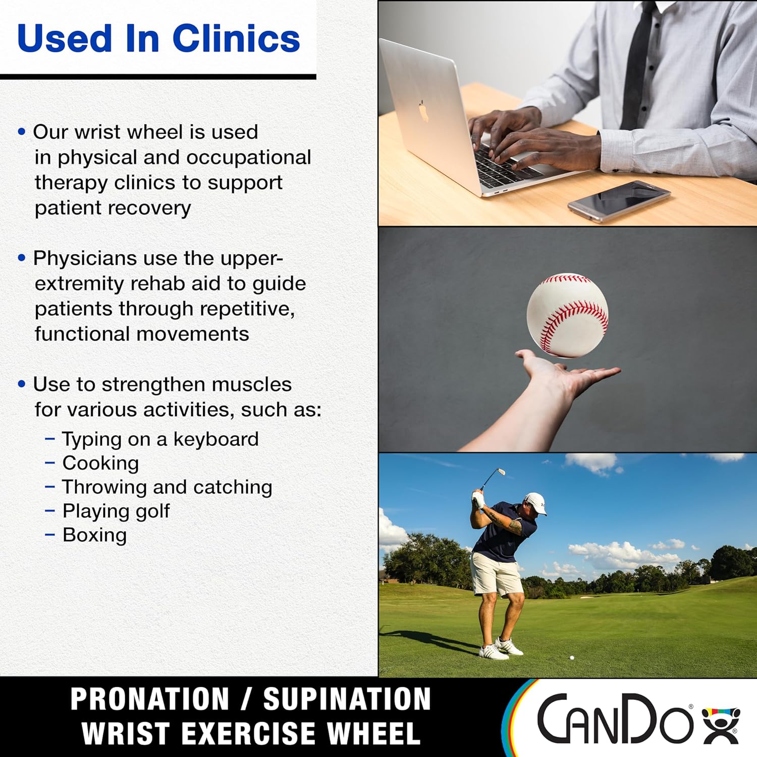 CanDo Pronation Supination Wrist Exercise Wheel for Forearm Rehab

