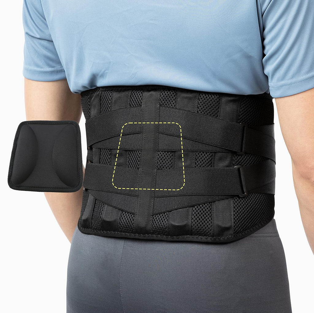 BraceUP Lumbar Back Brace with Removable Lumbar Pad, Adjustable Support Belt

