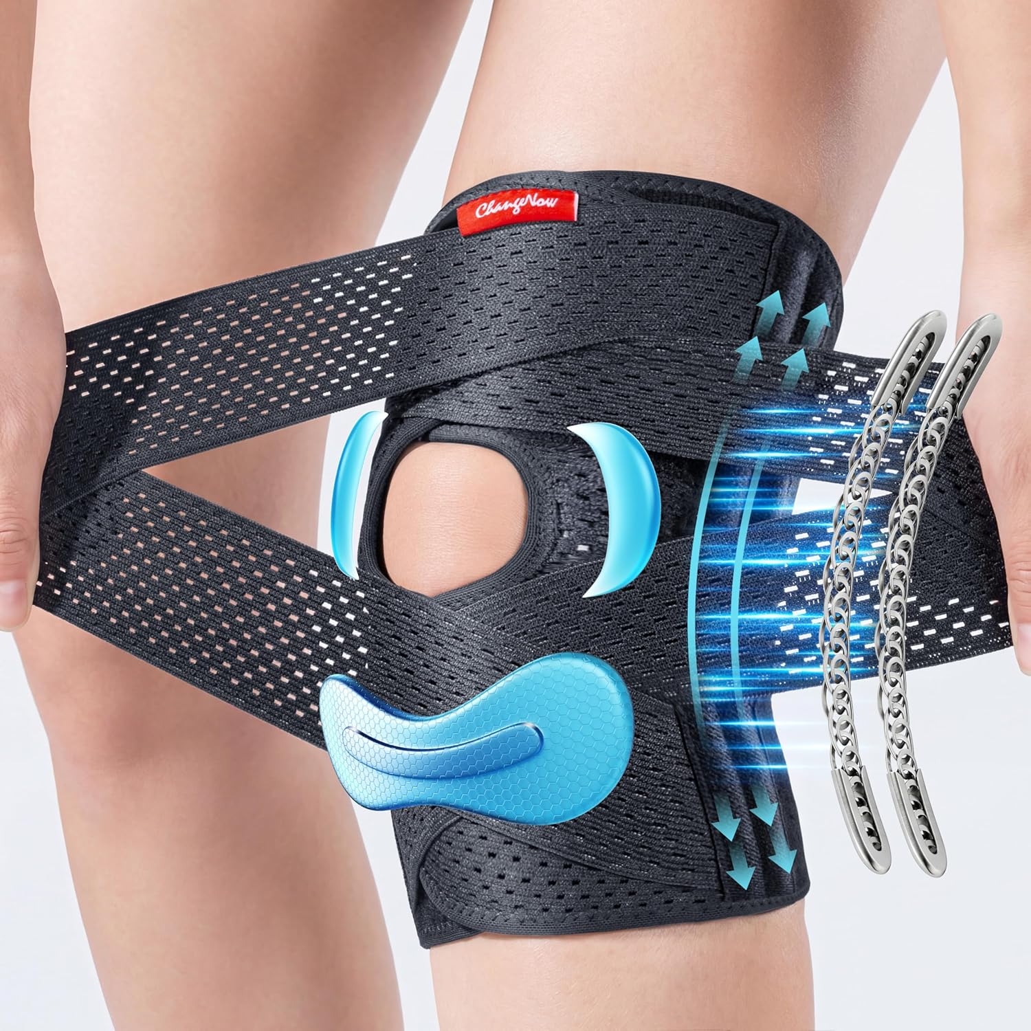 changenow Medical-Grade Knee Brace with Side Stabilizers and Dynamic Lock Straps

