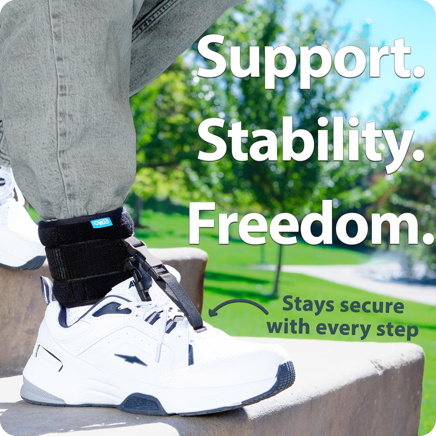 Omeer AFO Foot Drop Brace for Walking, Adjustable Ankle-Foot Orthosis

