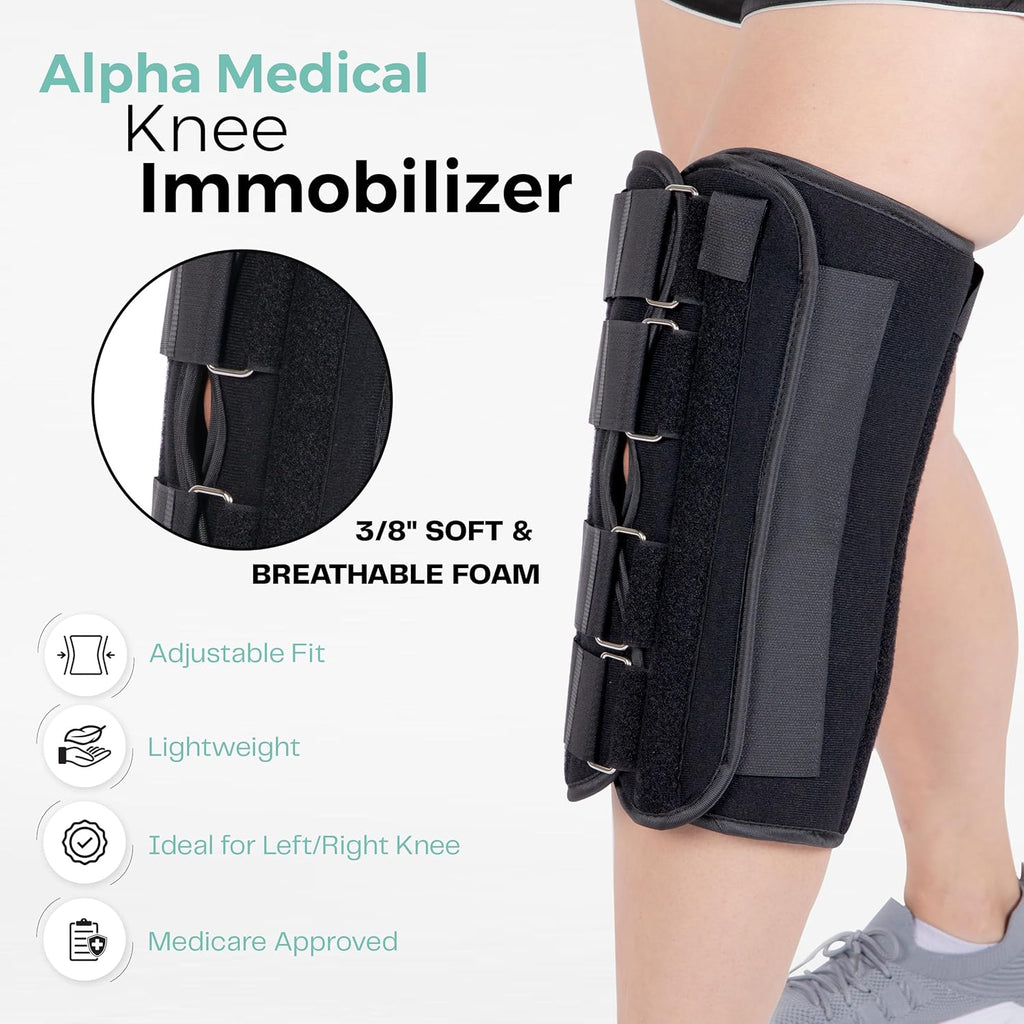 Alpha Medical Three-Panel Adjustable Orthopedic Knee Immobilizer, Knee Brace

