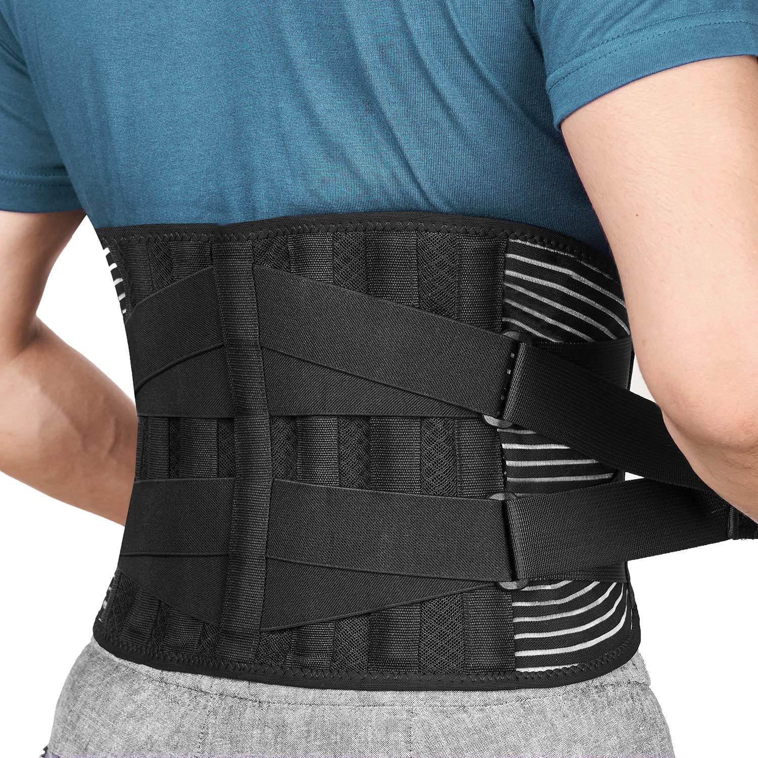 Freetoo Lower Back Support Belt with 6 Stays, Breathable Anti-Skid Brace

