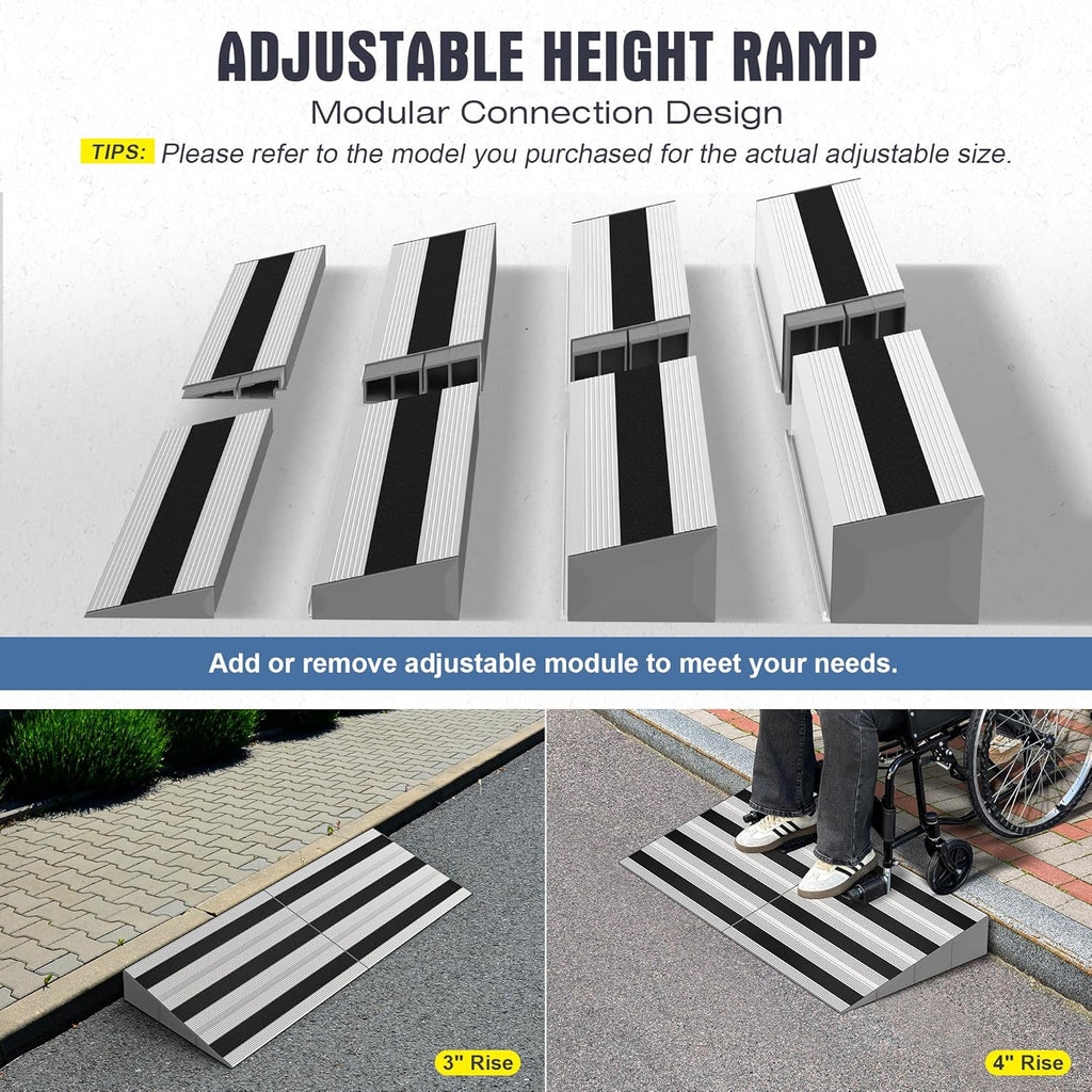 Nuvium Modular Aluminum Threshold Ramp for Doorways, Curb and Step Access, 1100 lb

