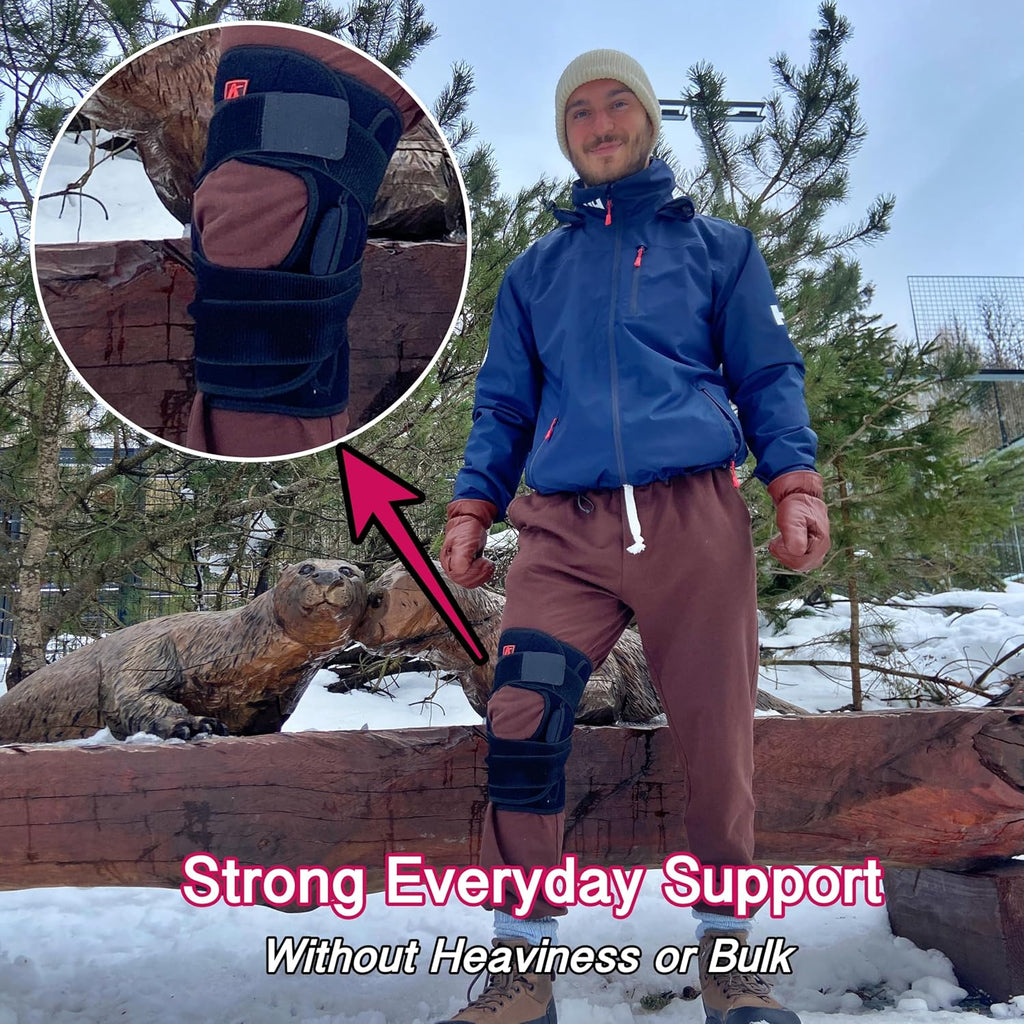 Hinged Knee Brace with Strap and Patella Stabilizers for Injury Recovery

