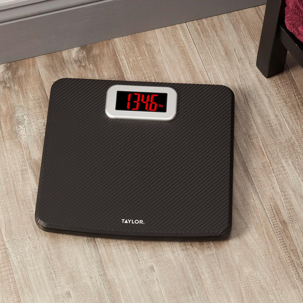Taylor Digital Bathroom Scale with Carbon Fiber Anti-Slip Mat, 440 lb Capacity

