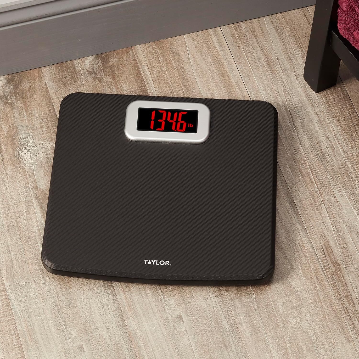 Taylor Digital Bathroom Scale with Carbon Fiber Anti-Slip Mat, 440 lb Capacity

