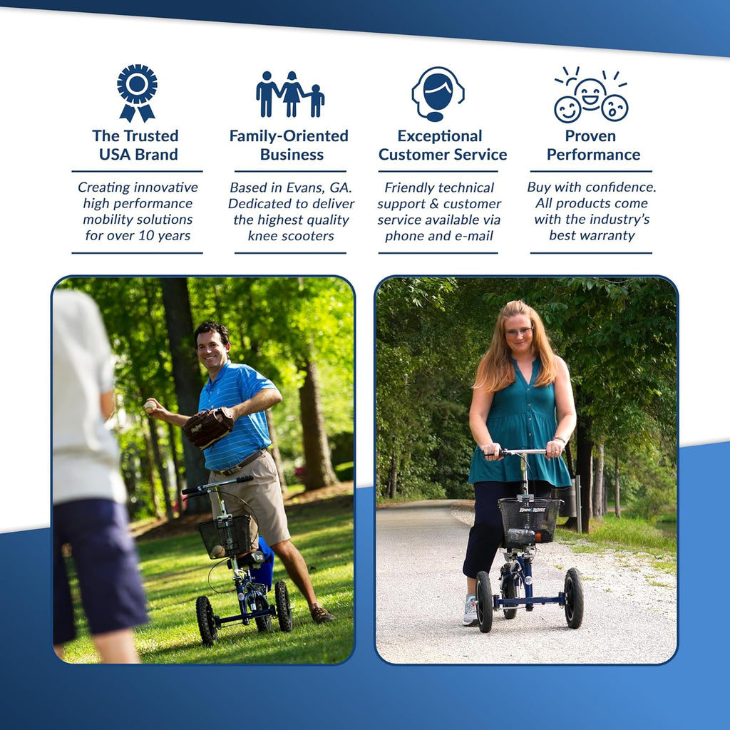 KneeRover Original Steerable All-Terrain Knee Scooter, Foldable Knee Walker Aid


