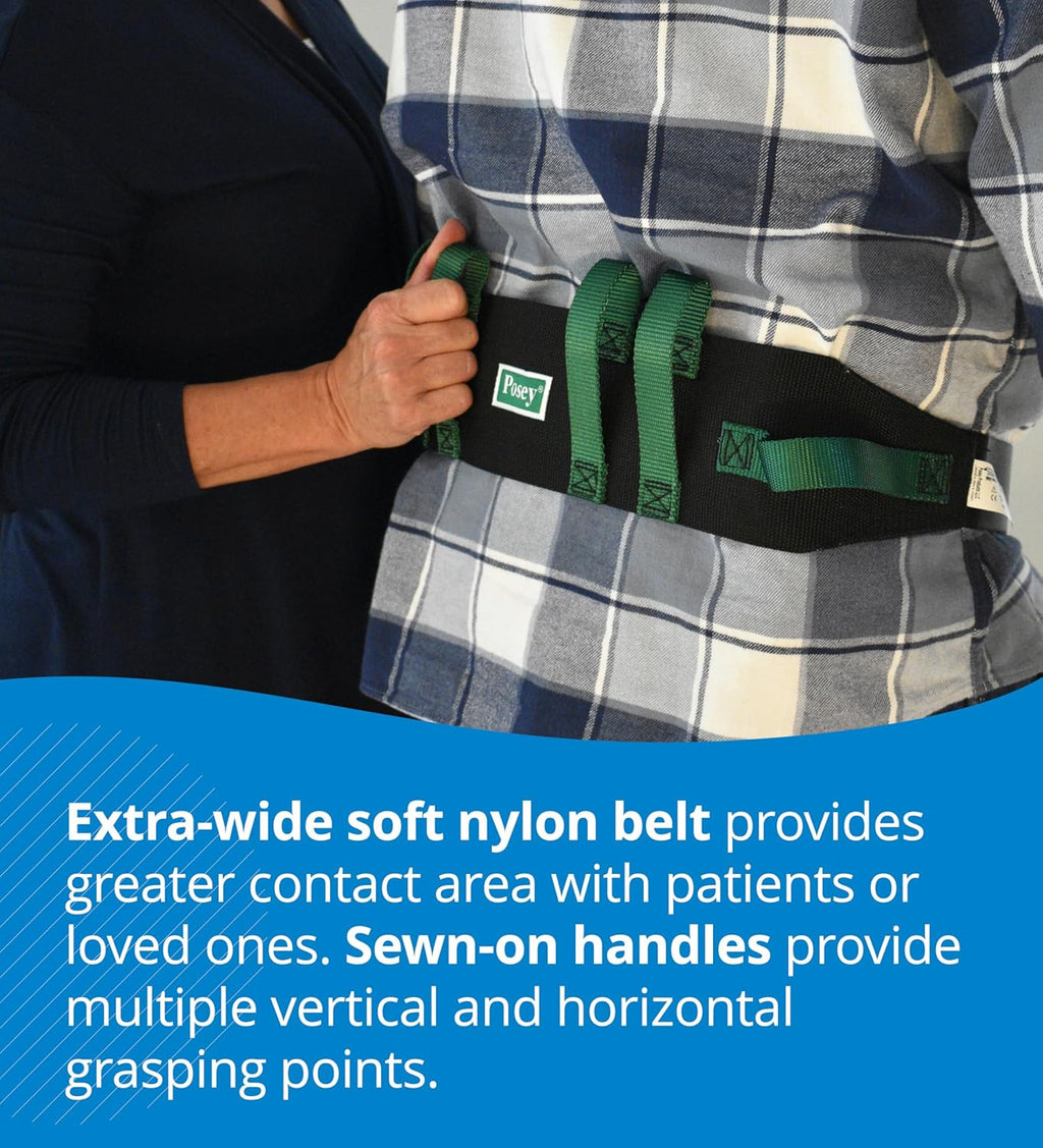 Posey 6537Q Transfer Belt with Handles, Soft Nylon Gait and Walking Belt

