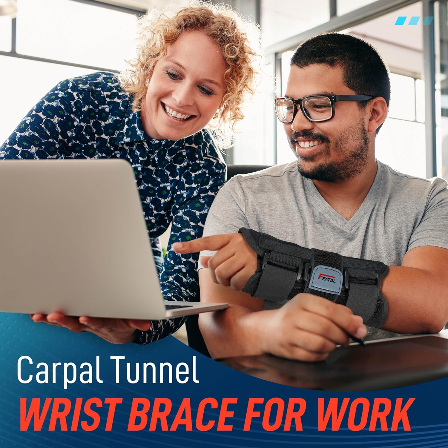 FEATOL Wrist Brace for Carpal Tunnel, Night Support Splint with Removable Ice Pack

