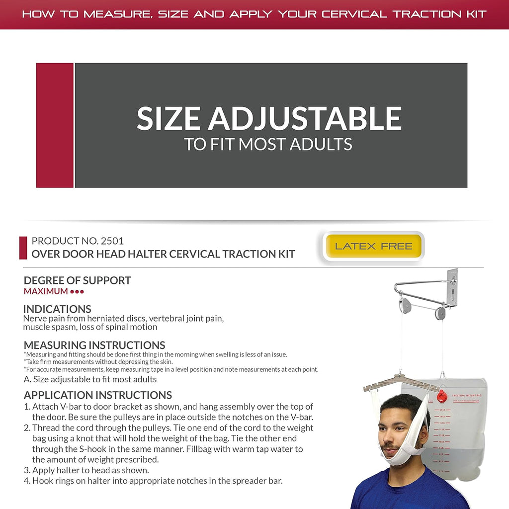 OTC Over-the-Door Cervical Traction Kit for Neck Pain Relief, Adjustable Setup

