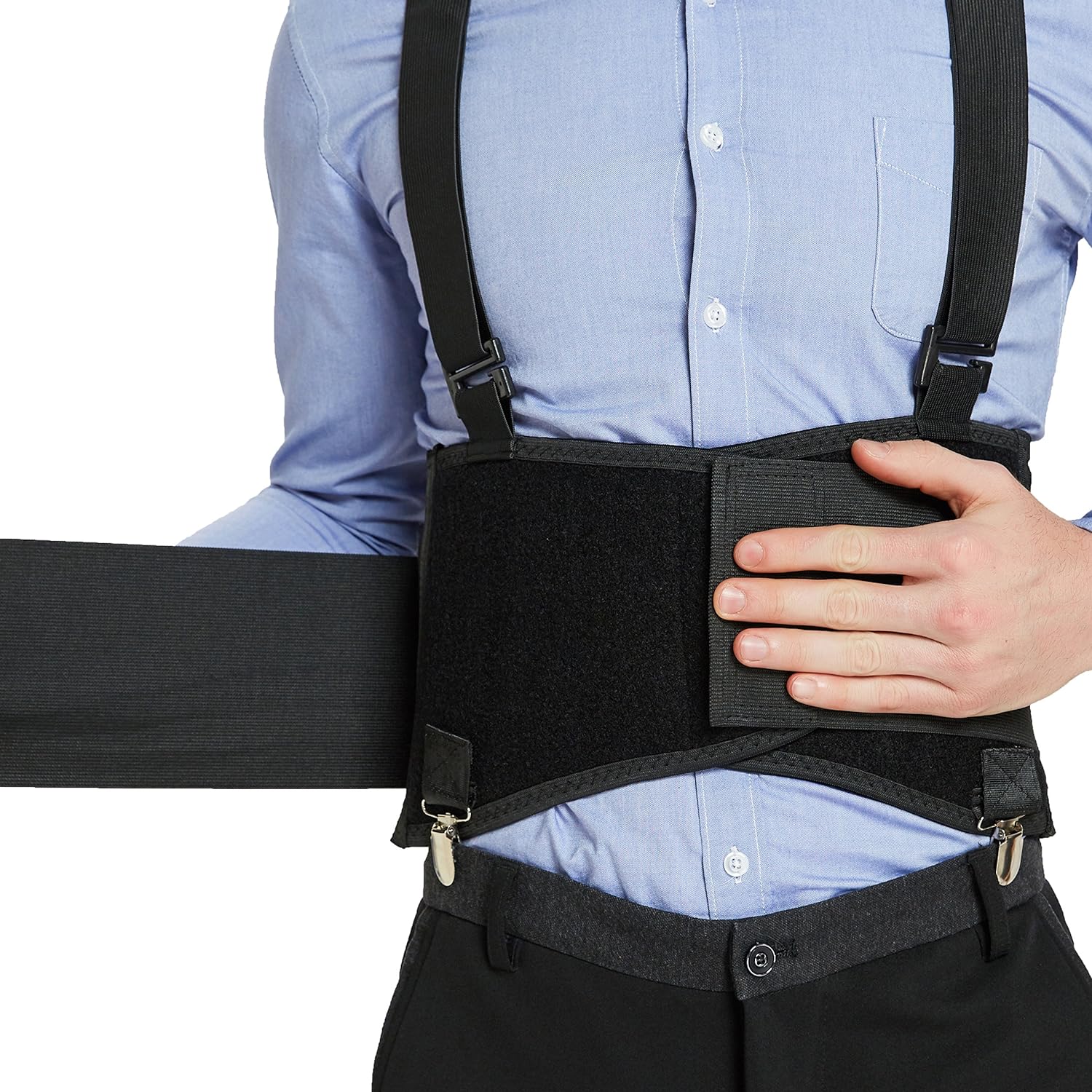 NeoTech Care Back Brace with Removable Pants Clips and Detachable Suspenders

