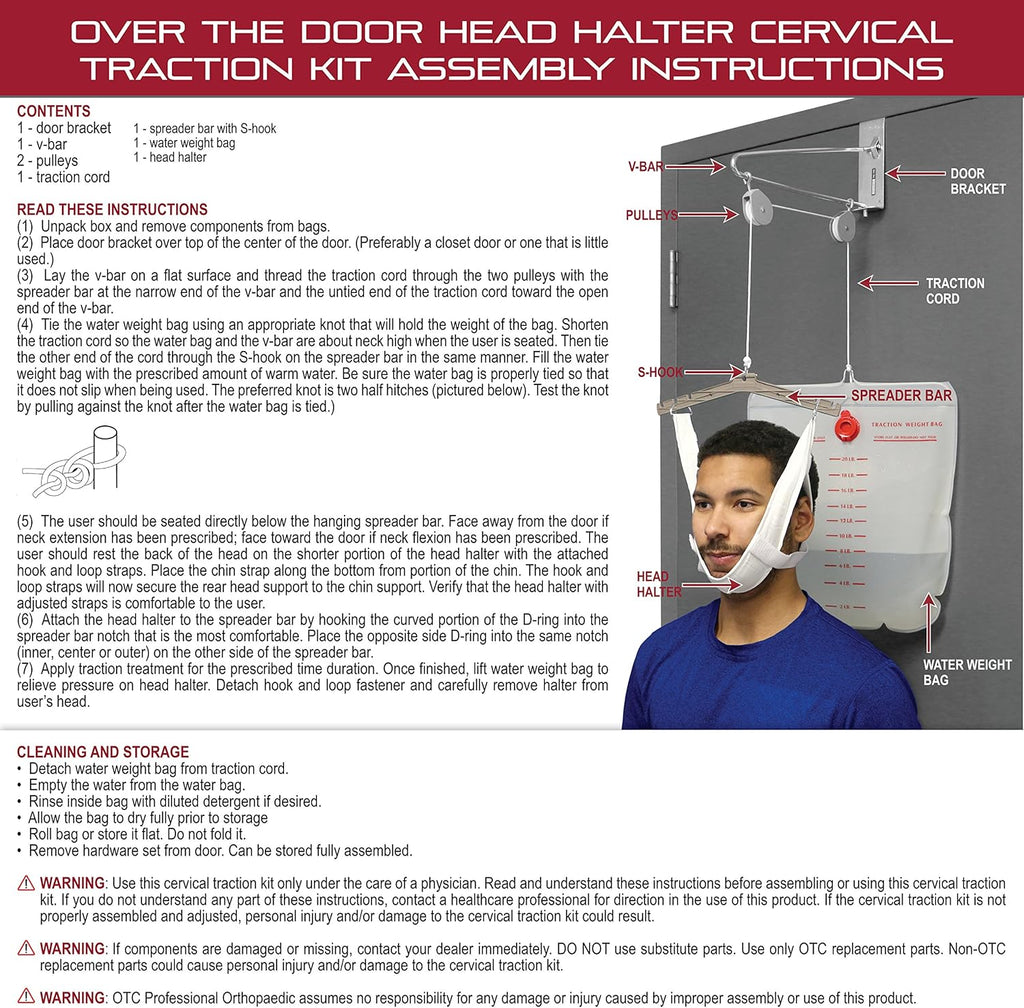OTC Over-the-Door Cervical Traction Kit for Neck Pain Relief, Adjustable Setup

