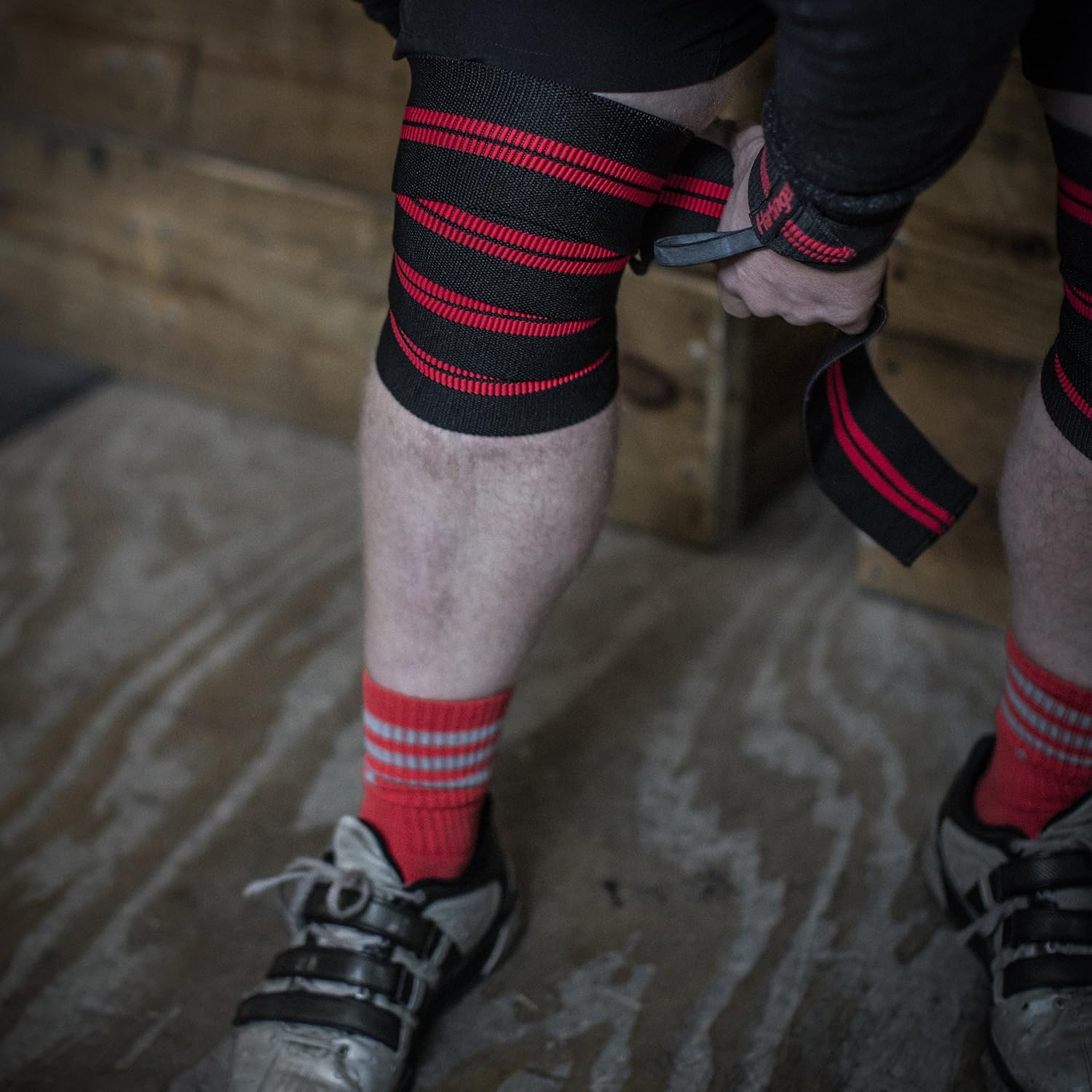 Harbinger Red Line 78-Inch Knee Wraps for Weightlifting, Pair

