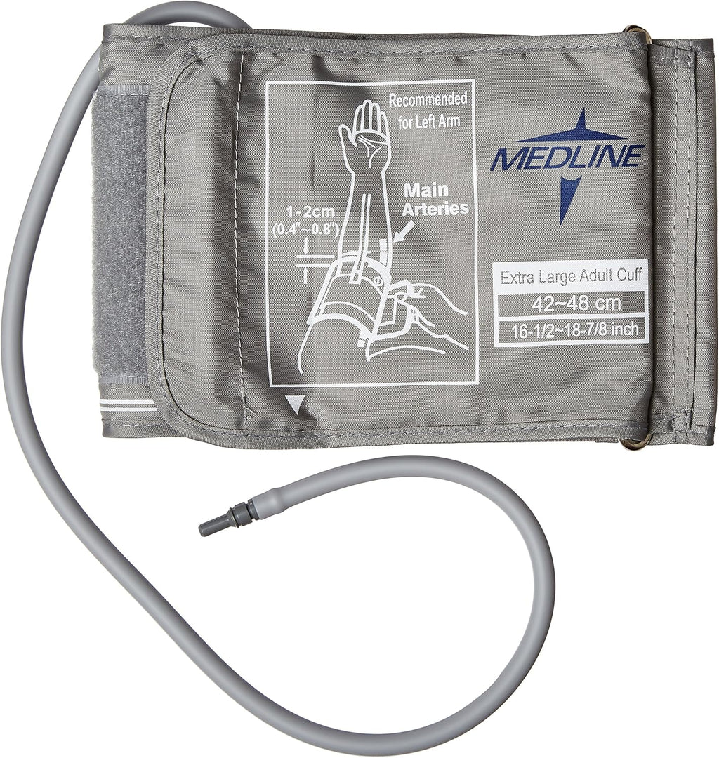 Medline XL Adult Blood Pressure Replacement Cuff Fits Arms 42-48 cm Grey

