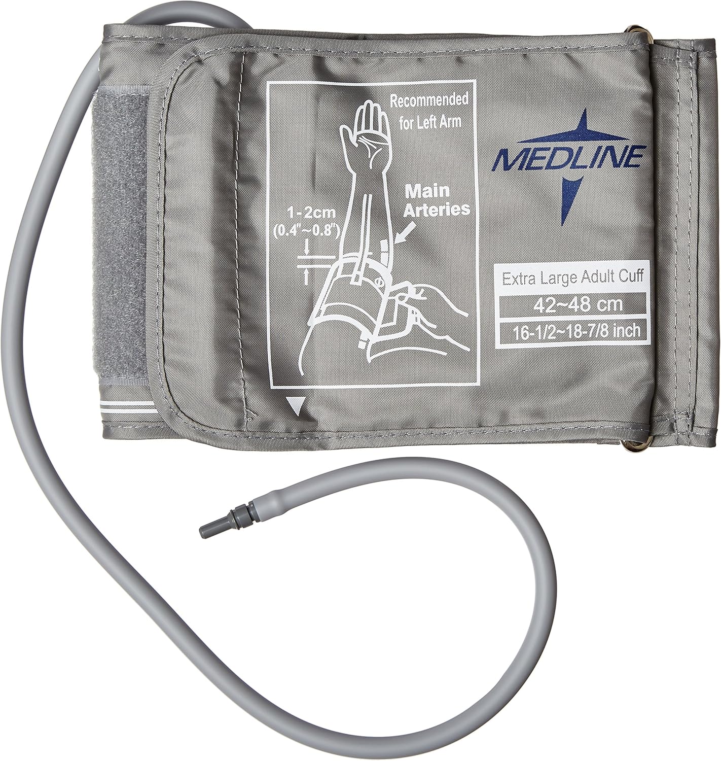 Medline XL Adult Blood Pressure Replacement Cuff Fits Arms 42-48 cm Grey

